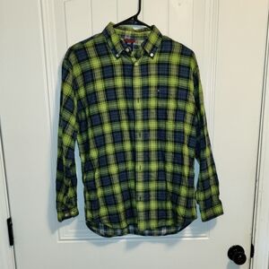 GAP Green and Blue Plaid Button-Down Shirt